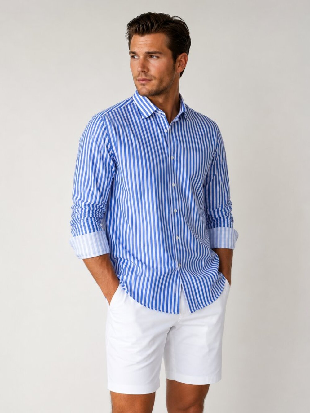 Buki The Go Big Stripe Long Sleeve Tech Shirt - Royal Blue